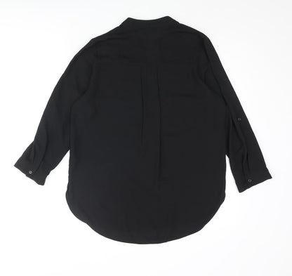 Dorothy Perkins Womens Black Polyester Basic Blouse Size 8 V-Neck