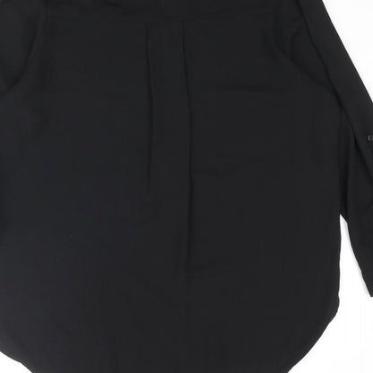 Dorothy Perkins Womens Black Polyester Basic Blouse Size 8 V-Neck