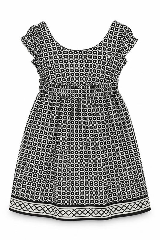 NEXT Womens Black Geometric Polyester A-Line Size 8 Scoop Neck Pullover