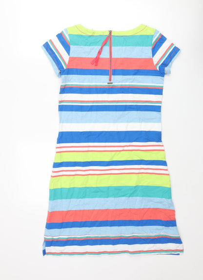 Hatley Womens Multicoloured Striped Cotton T-Shirt Dress Size S Round Neck Zip