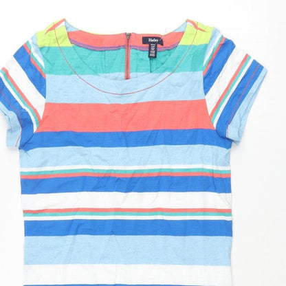 Hatley Womens Multicoloured Striped Cotton T-Shirt Dress Size S Round Neck Zip
