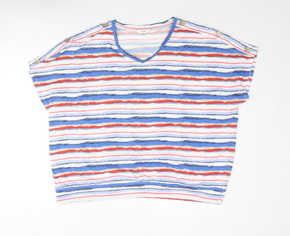 EWM Womens Multicoloured Striped Polyester Basic Blouse Size 18 V-Neck - Button Detail Size 18-20