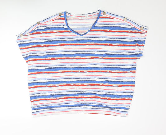 EWM Womens Multicoloured Striped Polyester Basic Blouse Size 18 V-Neck - Button Detail Size 18-20