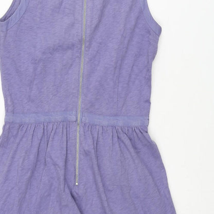 Mint Velvet Womens Purple Cotton Shift Size 8 Scoop Neck Zip - Zip Pockets