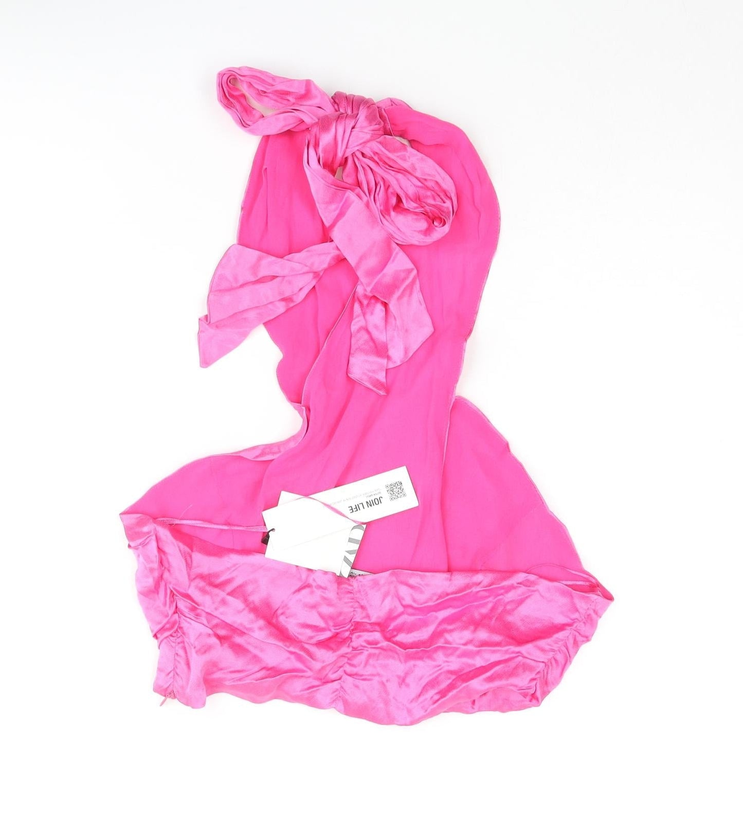 Womens UK Size M Zara Pink Cropped Blouse