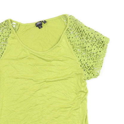 Kerri Kelsey Womens Green Viscose Basic Blouse Size S Round Neck - Lace Sleeve