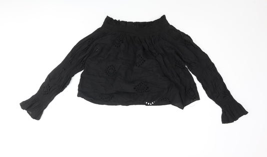 Womens UK Size S Zara Black Basic Blouse