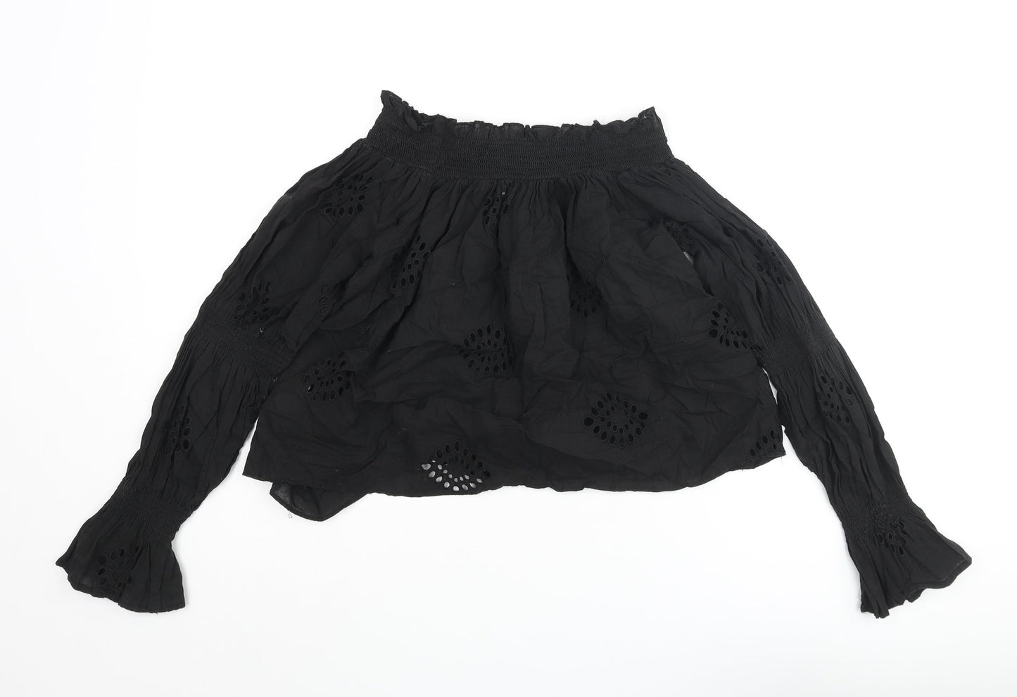 Womens UK Size S Zara Black Basic Blouse