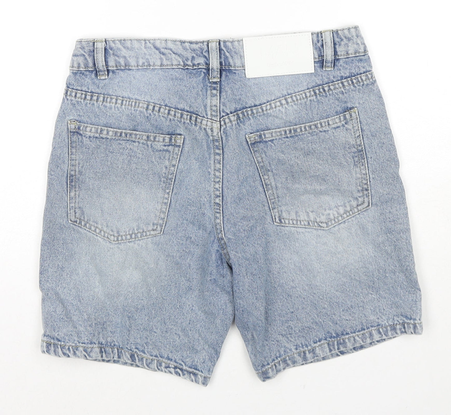 Boohoo Mens Blue Cotton Chino Shorts Size 28 in L6 in Regular Zip