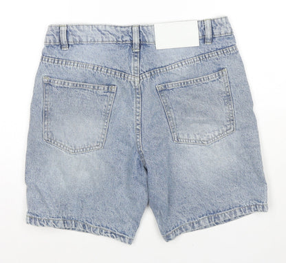 Boohoo Mens Blue Cotton Chino Shorts Size 28 in L6 in Regular Zip