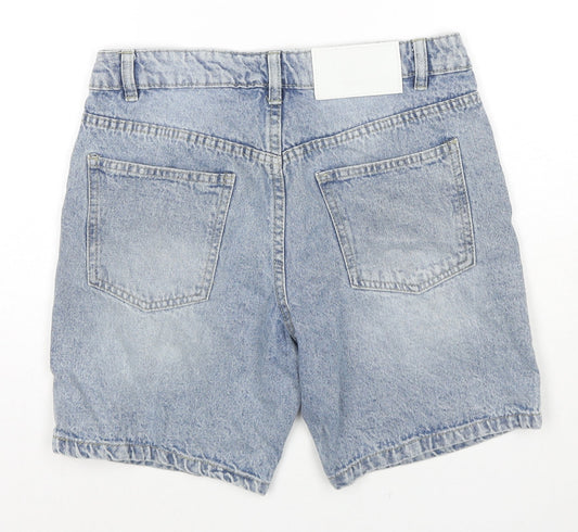 Boohoo Mens Blue Cotton Chino Shorts Size 28 in L6 in Regular Zip