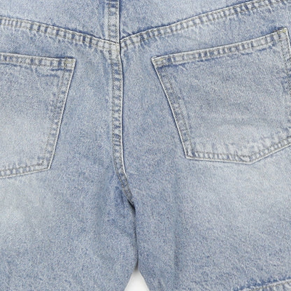 Boohoo Mens Blue Cotton Chino Shorts Size 28 in L6 in Regular Zip