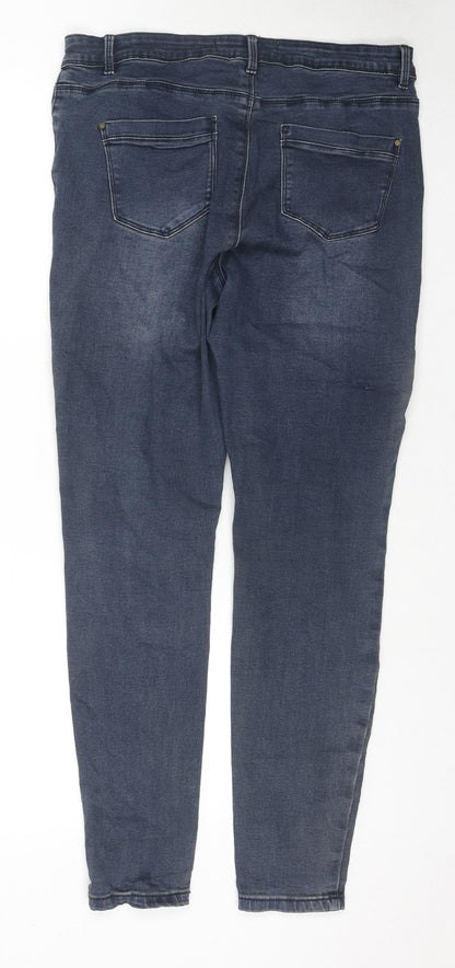 Matalan Womens Blue Cotton Skinny Jeans Size 14 L28 in Regular Zip