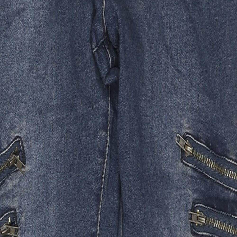 Matalan Womens Blue Cotton Skinny Jeans Size 14 L28 in Regular Zip
