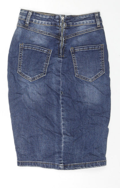 Jeans Wear Womens Blue Cotton A-Line Skirt Size XS Zip