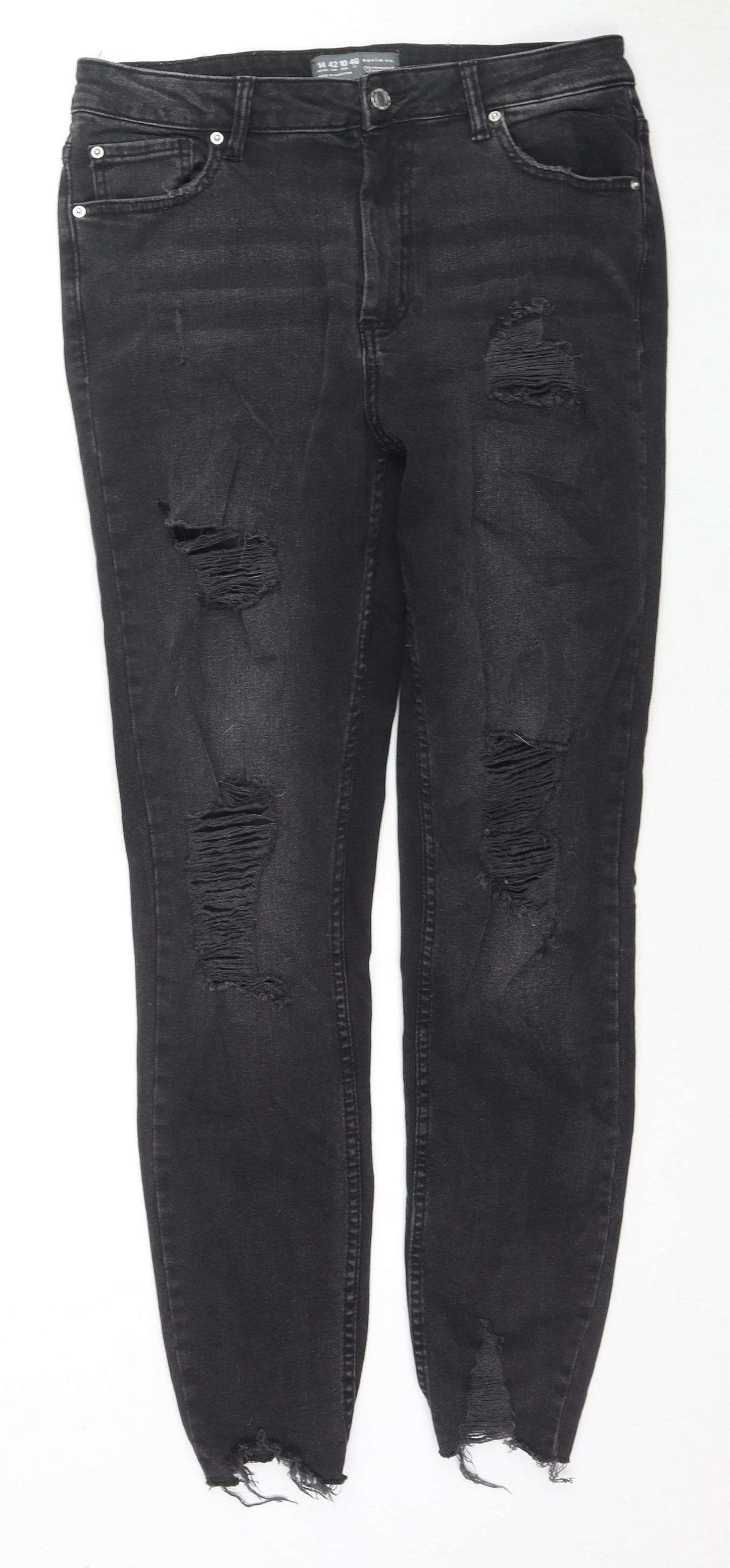 Denim & Co. Womens Blue Cotton Skinny Jeans Size 14 L27 in Regular Zip