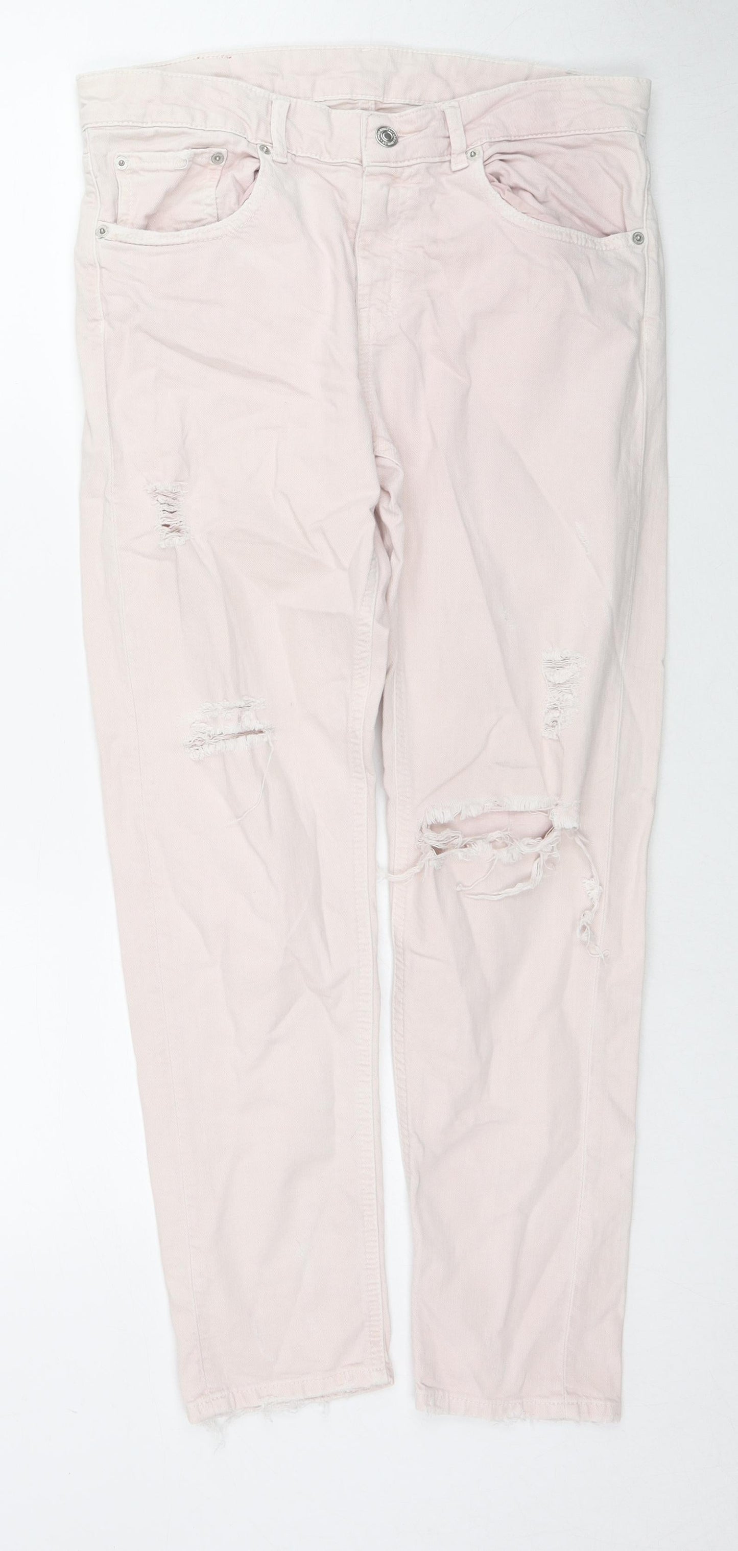 Zara Womens Pink Cotton Skinny Jeans Size 32 in L27 in Regular Zip
