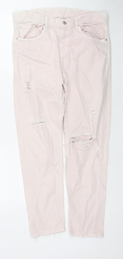 Zara Womens Pink Cotton Skinny Jeans Size 32 in L27 in Regular Zip