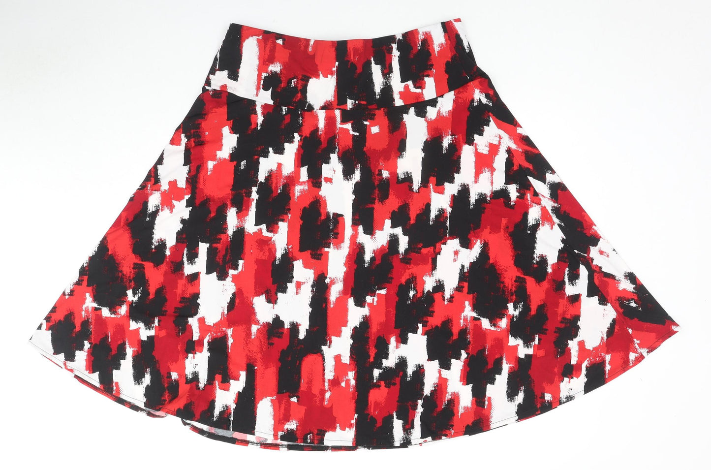 Damart Womens Red Geometric Polyester Flare Skirt Size 18