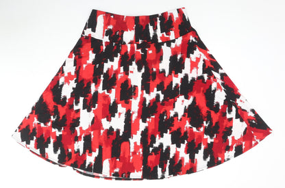 Damart Womens Red Geometric Polyester Flare Skirt Size 18