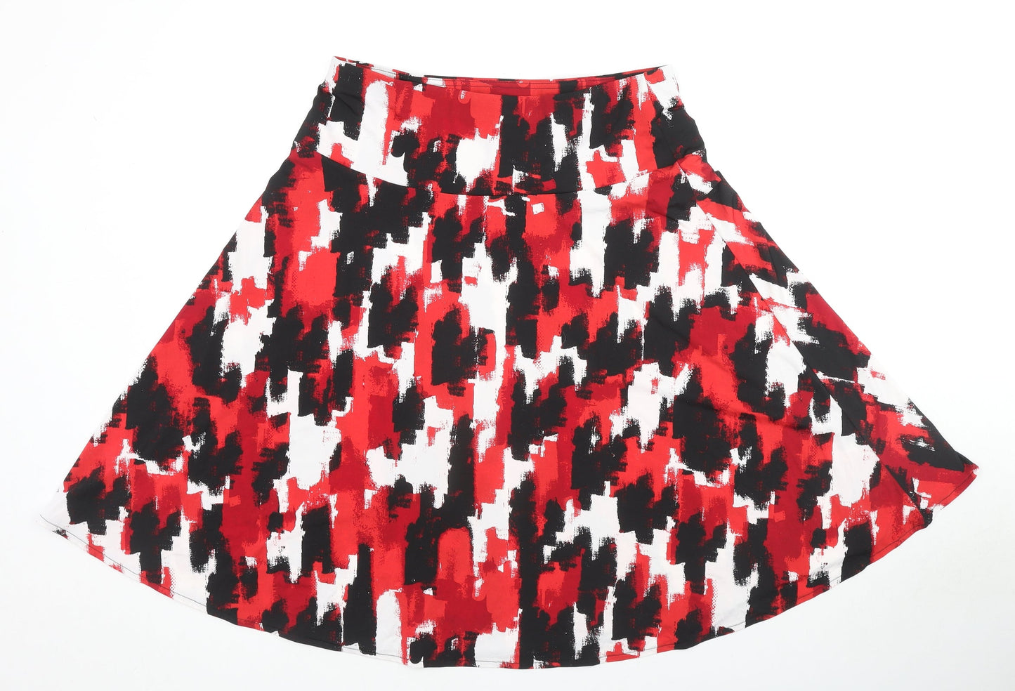 Damart Womens Red Geometric Polyester Flare Skirt Size 18