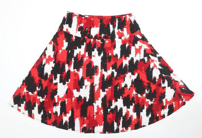 Damart Womens Red Geometric Polyester Flare Skirt Size 18