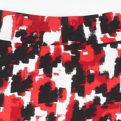 Damart Womens Red Geometric Polyester Flare Skirt Size 18
