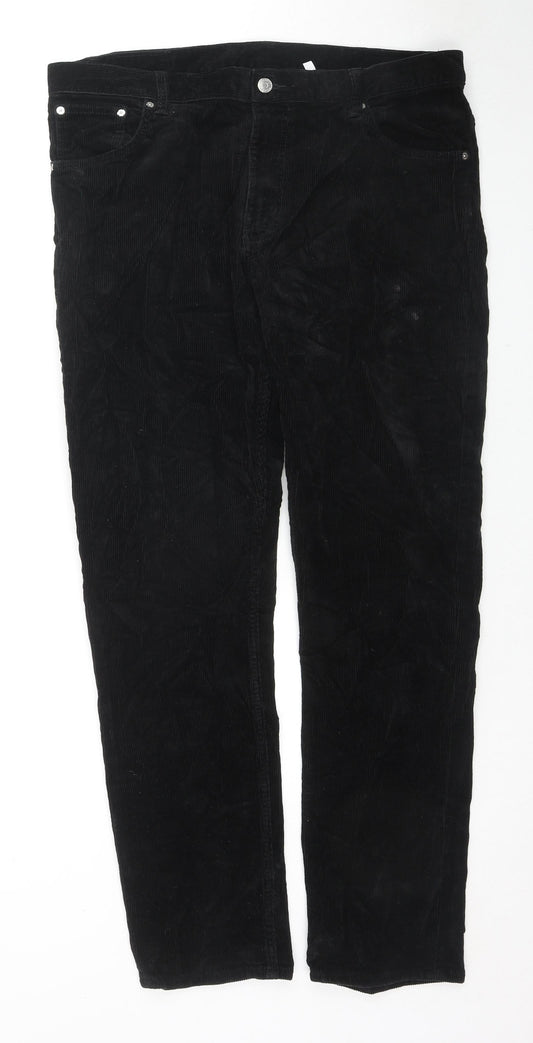 Weekday Womens Black Cotton Trousers Size 36 L30 in Regular Zip