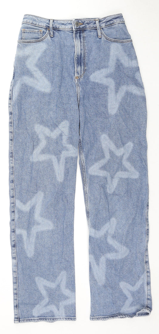 Hollister Womens Blue Geometric Cotton Straight Jeans Size 27 in L31 in Regular Zip - Stars