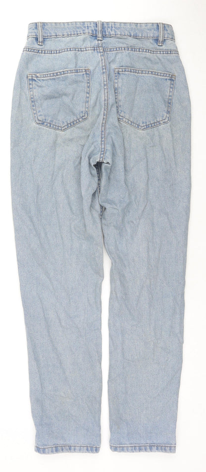 Denim & Co. Womens Blue Cotton Straight Jeans Size 6 L27 in Regular Zip