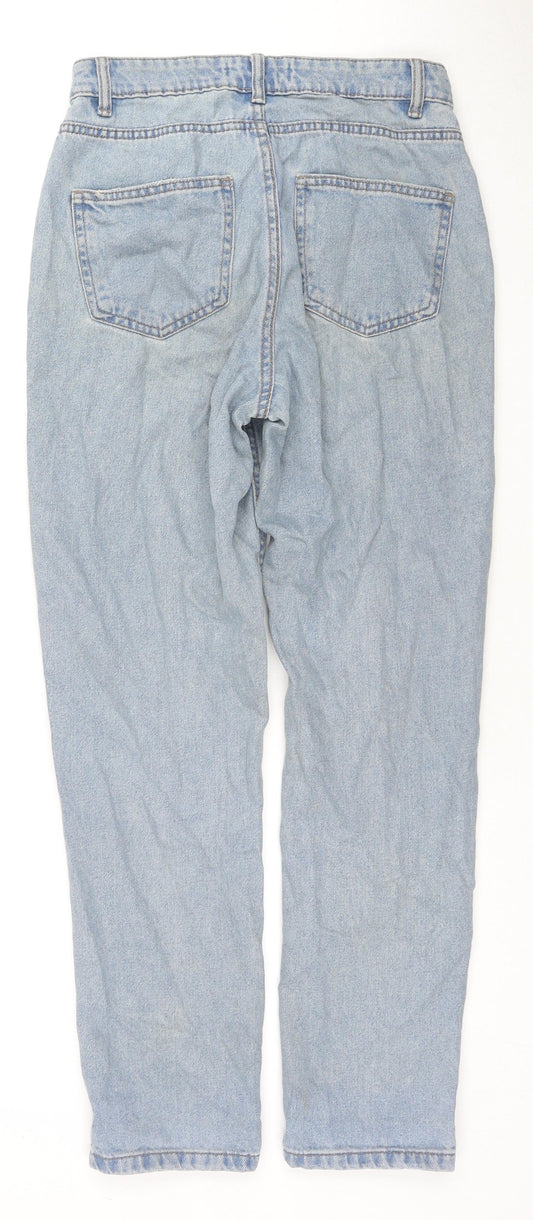 Denim & Co. Womens Blue Cotton Straight Jeans Size 6 L27 in Regular Zip