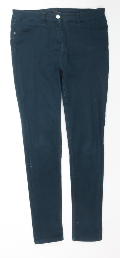 M&Co Womens Blue Cotton Skinny Jeans Size 12 L27 in Regular Zip