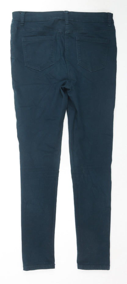 M&Co Womens Blue Cotton Skinny Jeans Size 12 L27 in Regular Zip
