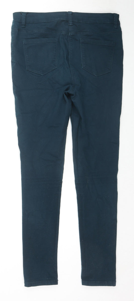 M&Co Womens Blue Cotton Skinny Jeans Size 12 L27 in Regular Zip