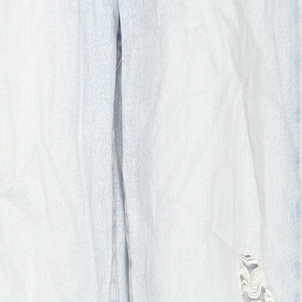 Bershka Womens Blue Cotton Straight Jeans Size 30 L29 in Regular Zip