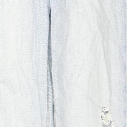 Bershka Womens Blue Cotton Straight Jeans Size 30 L29 in Regular Zip