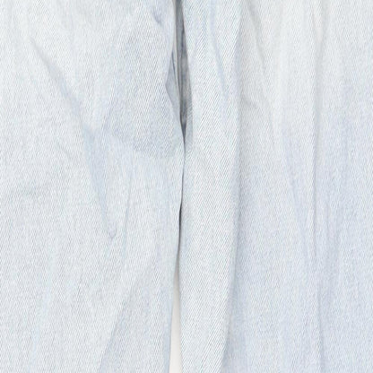 Bershka Womens Blue Cotton Straight Jeans Size 30 L29 in Regular Zip