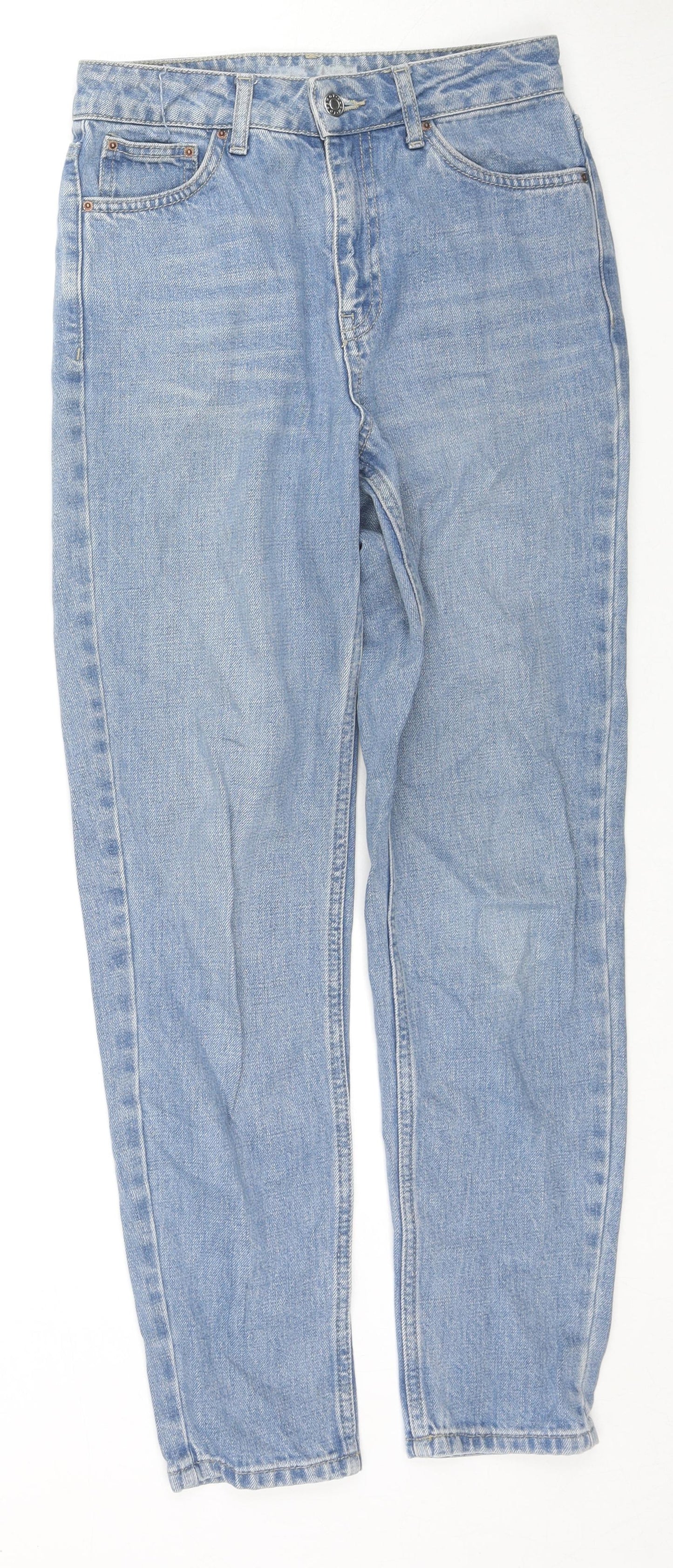 Topshop Womens Blue Cotton Straight Jeans Size 25 in L32 in Regular Zip
