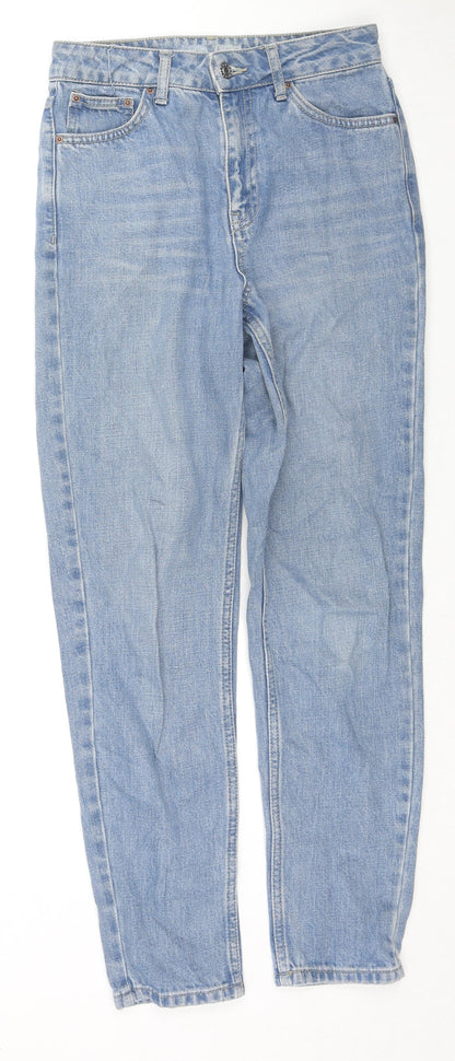 Topshop Womens Blue Cotton Straight Jeans Size 25 in L32 in Regular Zip