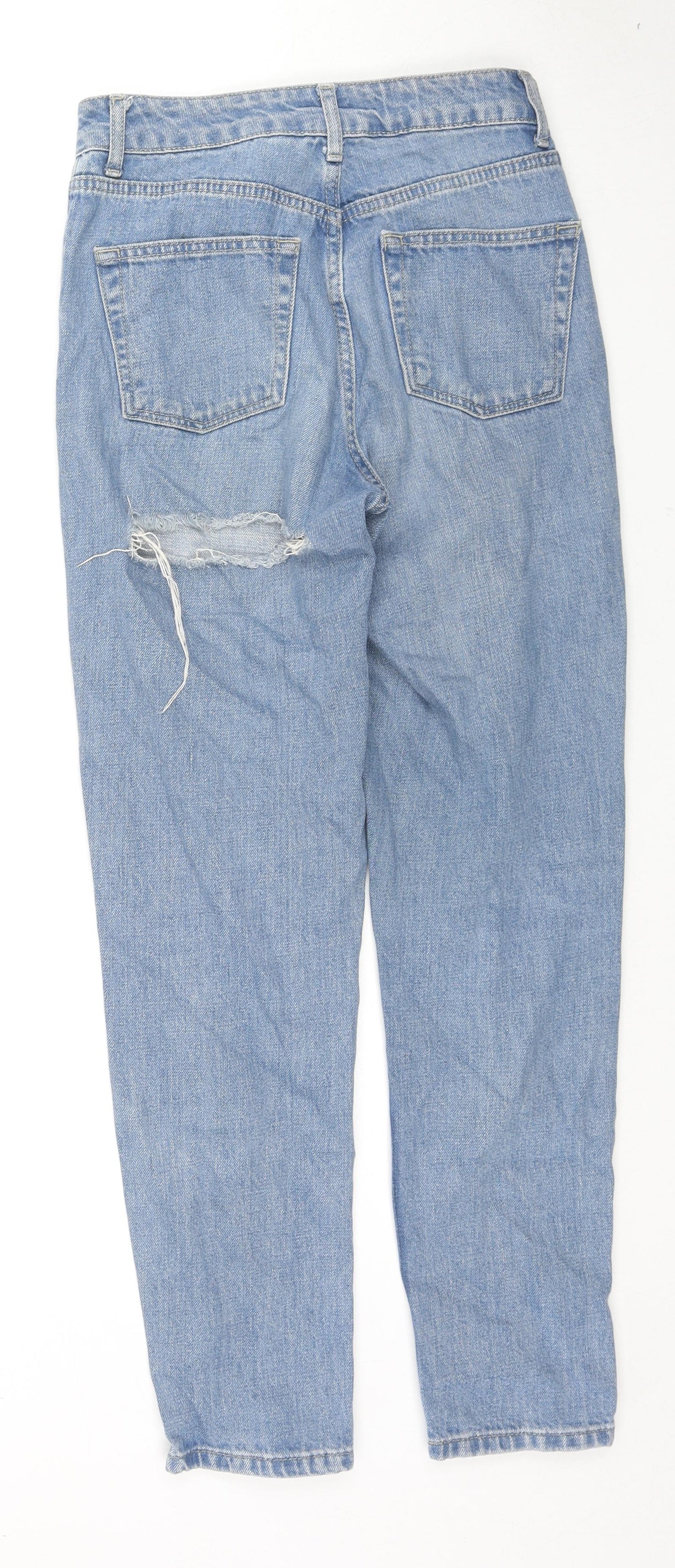 Topshop Womens Blue Cotton Straight Jeans Size 25 in L32 in Regular Zip