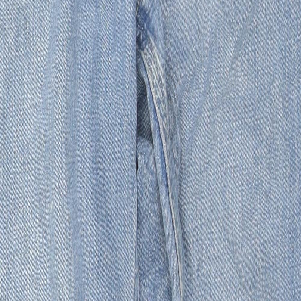 Topshop Womens Blue Cotton Straight Jeans Size 25 in L32 in Regular Zip