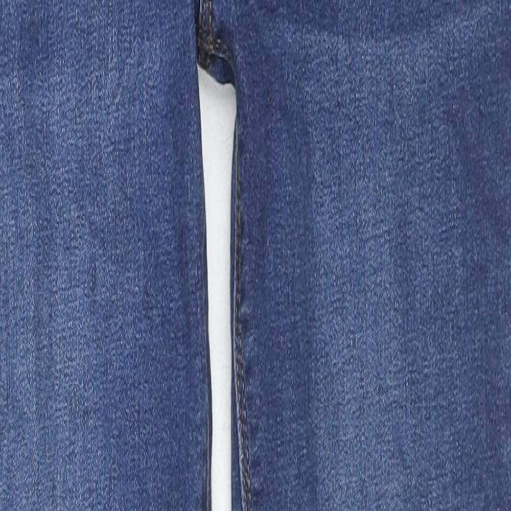 Denim & Co. Girls Blue Cotton Skinny Jeans Size 10-11 Years L24 in Regular Zip - Adjustable Waist