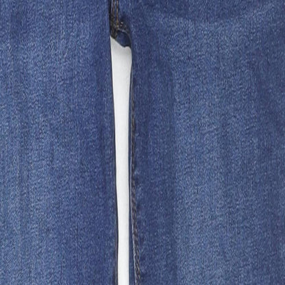 Denim & Co. Girls Blue Cotton Skinny Jeans Size 10-11 Years L24 in Regular Zip - Adjustable Waist