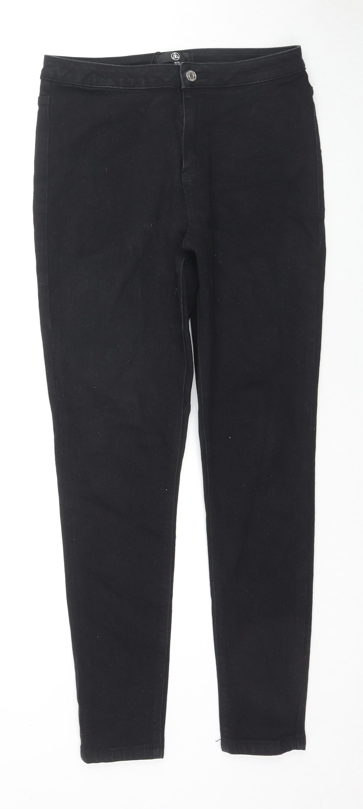 Missguided Womens Black Cotton Skinny Jeans Size 12 L28 in Regular Zip