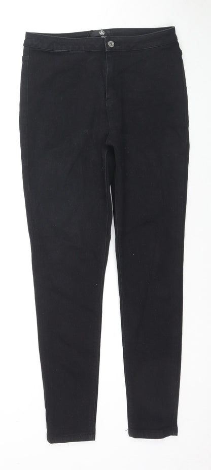Missguided Womens Black Cotton Skinny Jeans Size 12 L28 in Regular Zip