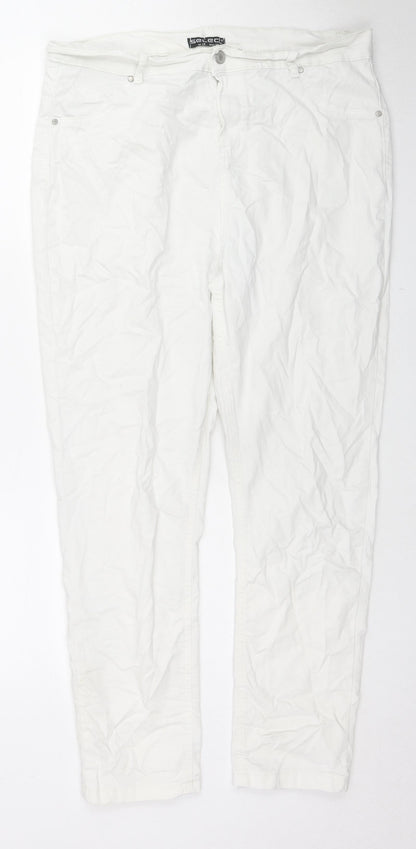 Select Womens White Cotton Straight Jeans Size 18 L26 in Regular Zip
