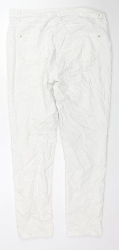 Select Womens White Cotton Straight Jeans Size 18 L26 in Regular Zip