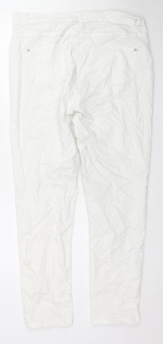 Select Womens White Cotton Straight Jeans Size 18 L26 in Regular Zip