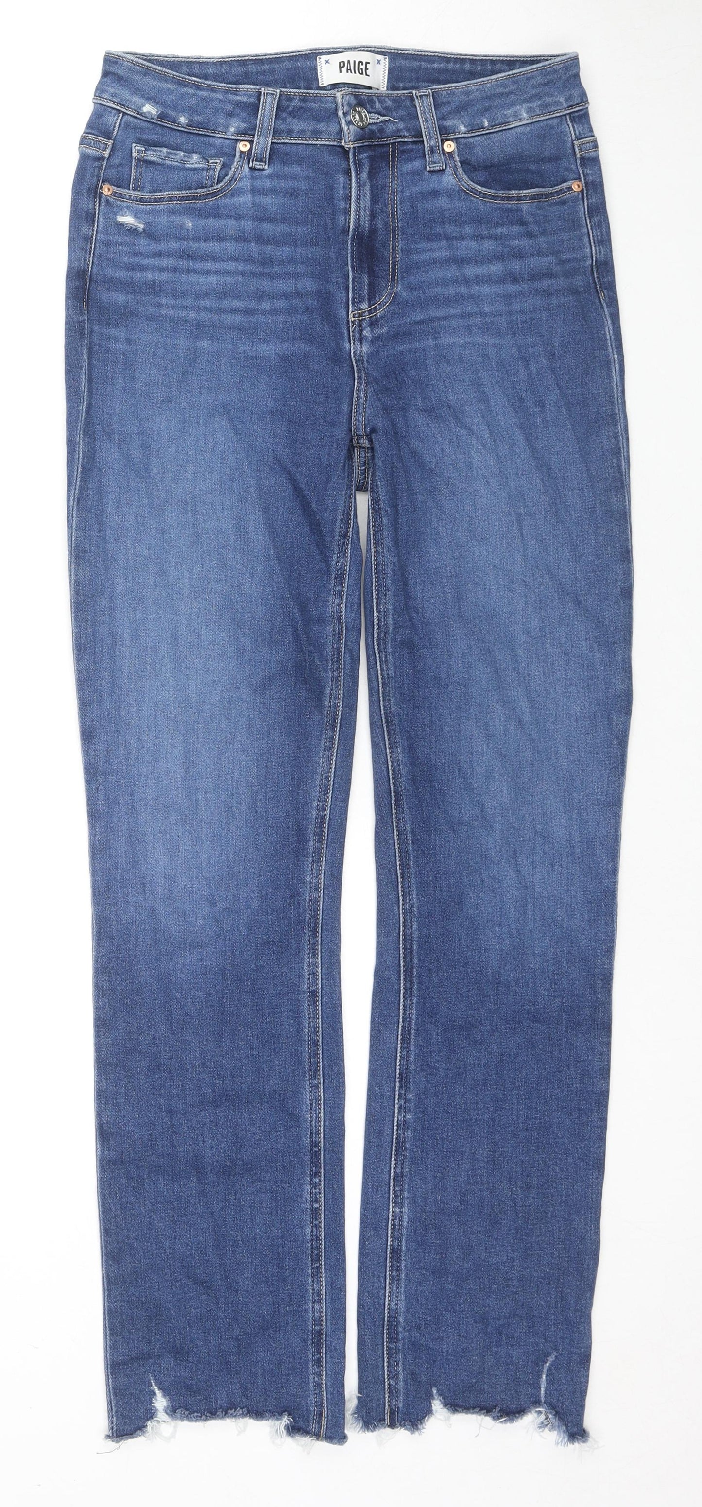Peige Womens Blue Cotton Straight Jeans Size 26 L27 in Regular Zip