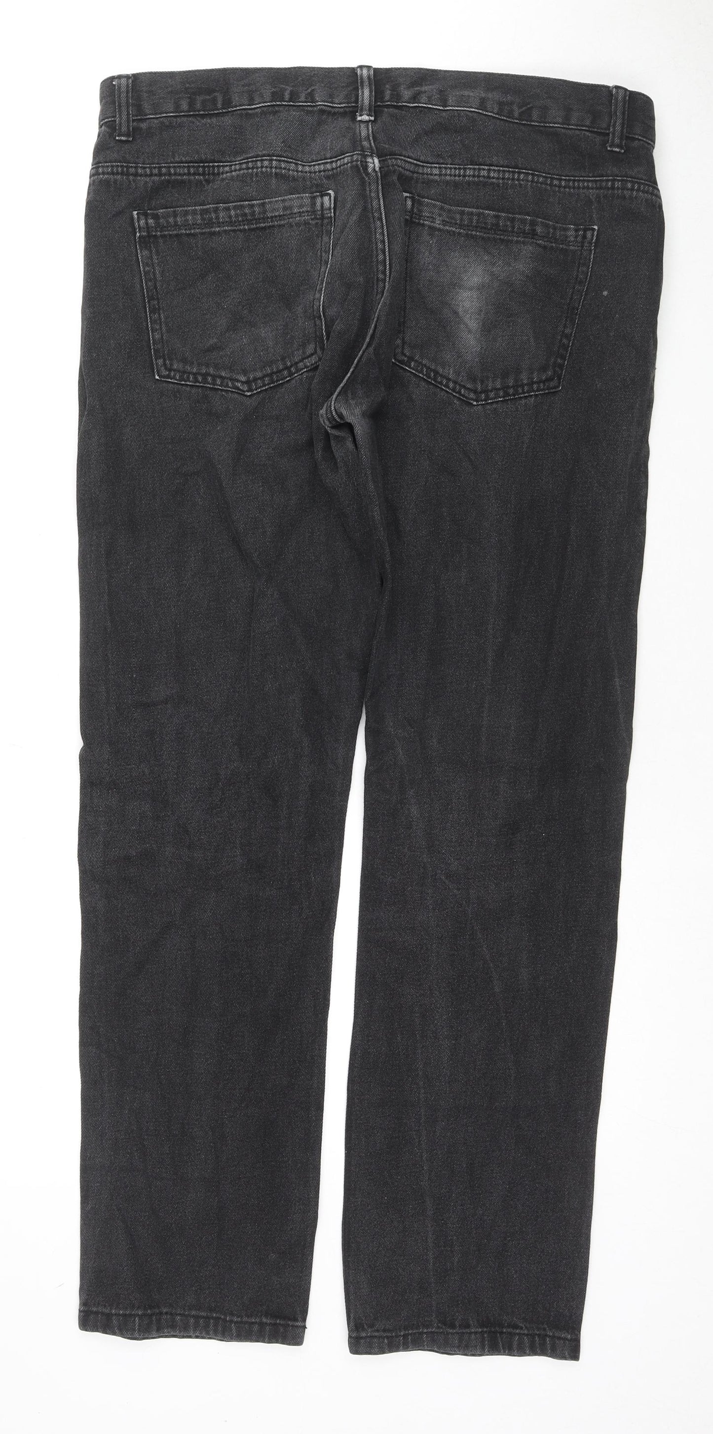 Denim & Co. Womens Black Cotton Straight Jeans Size 34 in L32 in Regular Zip